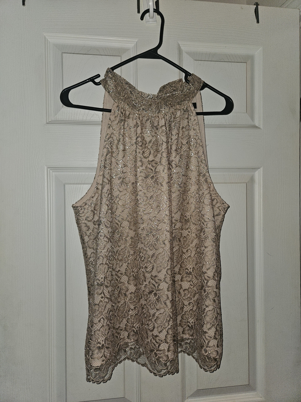J. Crew Champagne Lace Halter Shell